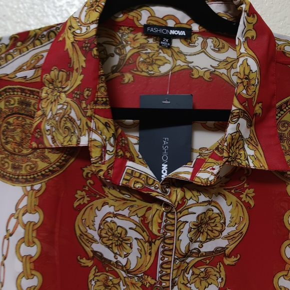 NWT Women's red and gold  blouse - Picture 6 of 6